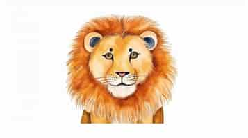 Free photo a lion drawn by children on a white background