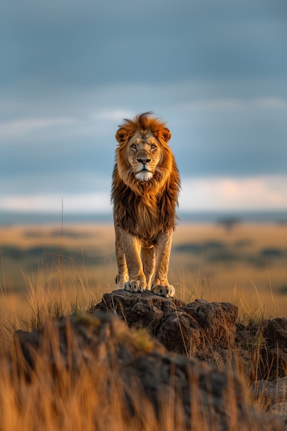 Lion pride in dry forest