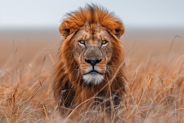 Free photo lion pride in dry forest