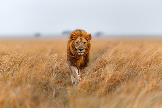 Free photo lion pride in dry forest