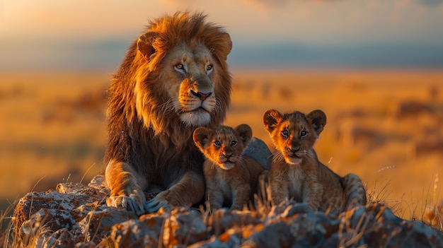 Lion pride in dry forest