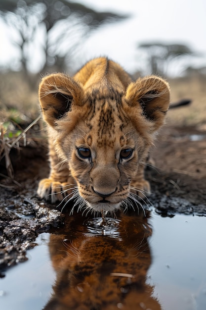 Free Photo lion pride in dry forest