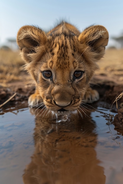 Free photo lion pride in dry forest