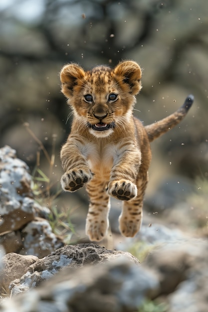 Lion pride in dry forest