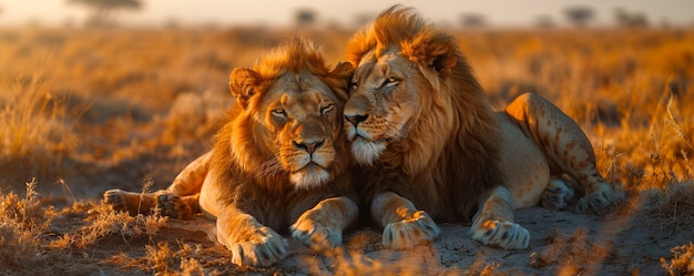 Free photo lion pride in dry forest