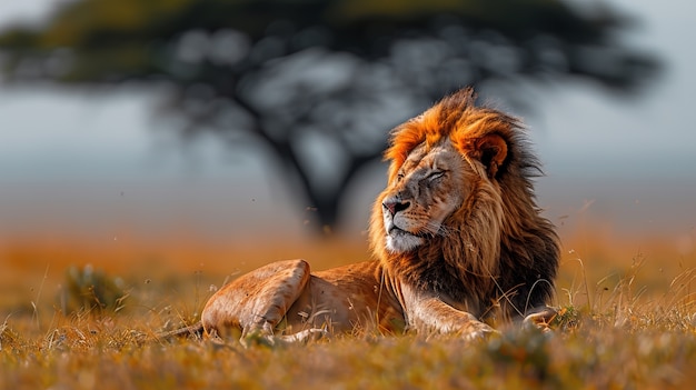 Lion pride in dry forest