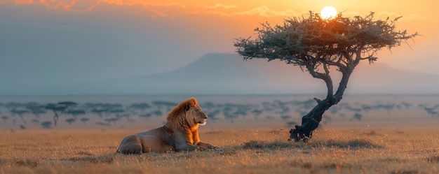 Free photo lion pride in dry forest