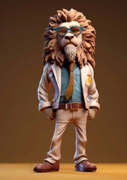 Free photo lion wearing cool outfit