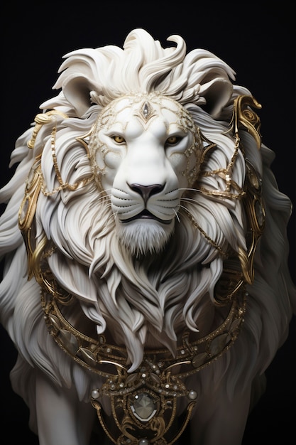 Free Photo lion with metallic accessories in studio