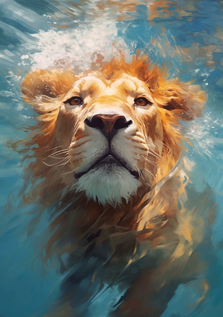 Free photo lions digital art style