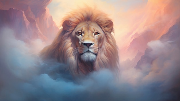 Free photo lions digital art style