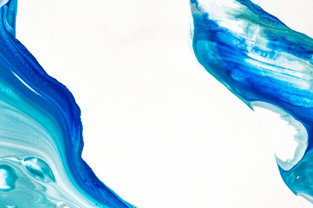 Liquid marble border blue abstract experimental art