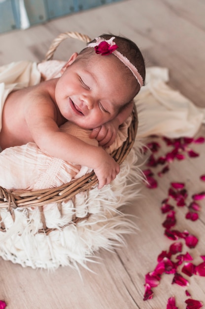 Free photo little baby sleeping happily