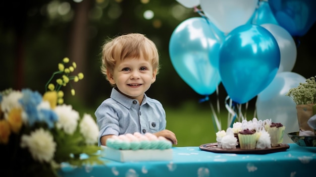 Little boy celebrate happy birthday party