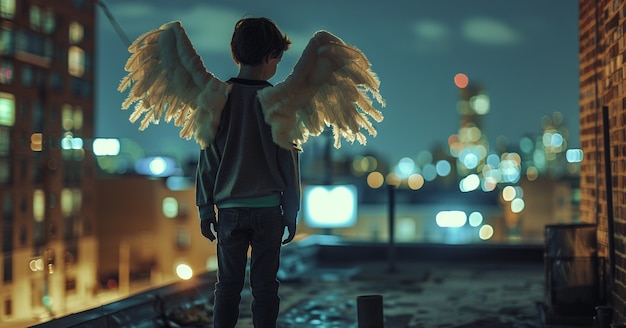 Little boy depicted as angel