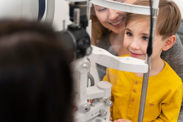 Little boy at eyes consult