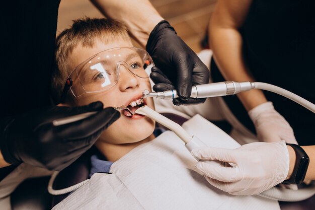 Little boy patient at dentist