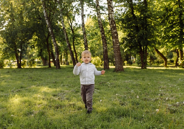 Free Photo little boy playing football ball outdoors