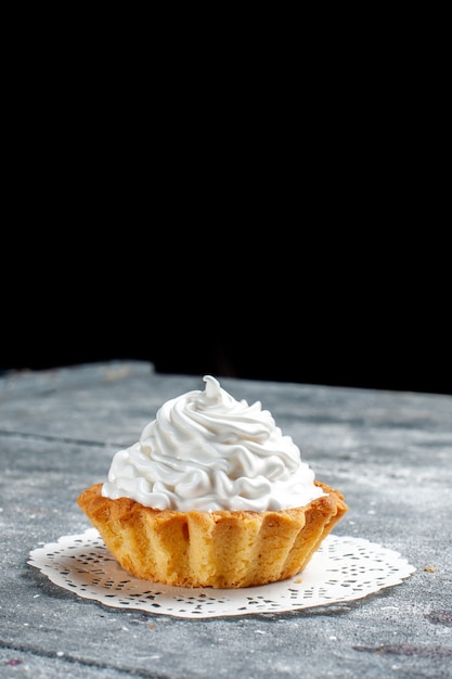 little creamy cake baked delicious isolated on grey light desk, cake biscuit sweet cream