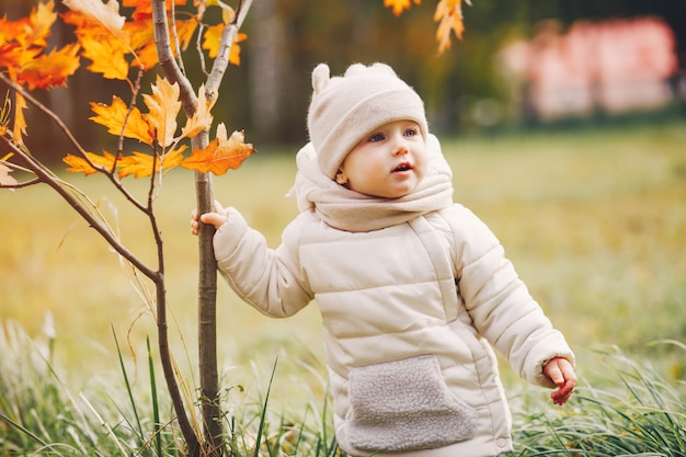 Free photo little girl in a autumn park