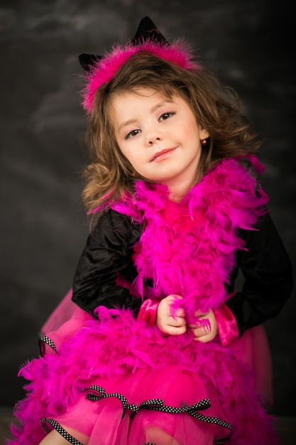 Little girl in cat costume