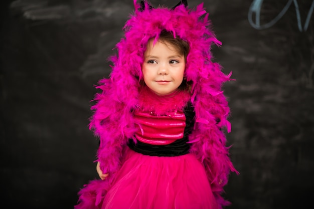 Little girl in cat costume