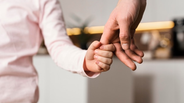 Free Photo little girl holding hands with father