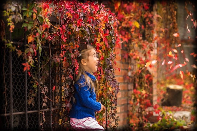 Free photo little girl outdoors in autumn