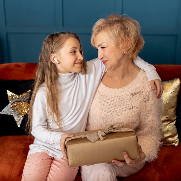 Little girl spending time with her grandmother