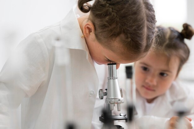 Little girls doing science experiment