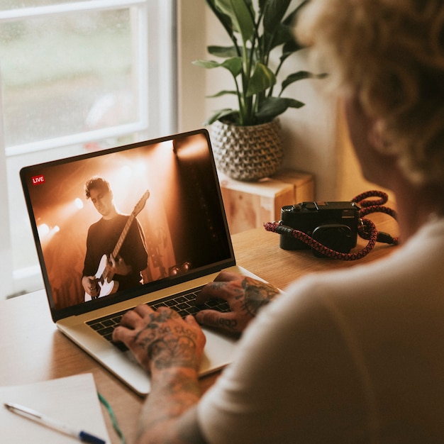 Live streaming concert on a laptop in the new normal