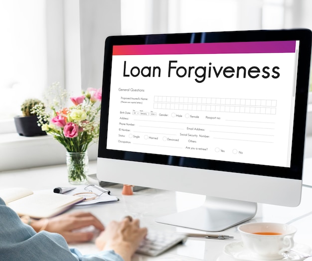 Free photo loan forgiveness debt filling application concept