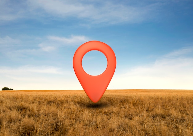 Free photo location symbol with landscape background