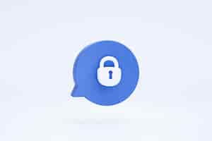 Free photo locked padlock security protection privacy 3d icon on bubble speech chat