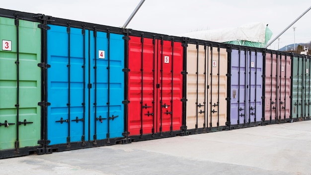 Logistic center with colorful storage units