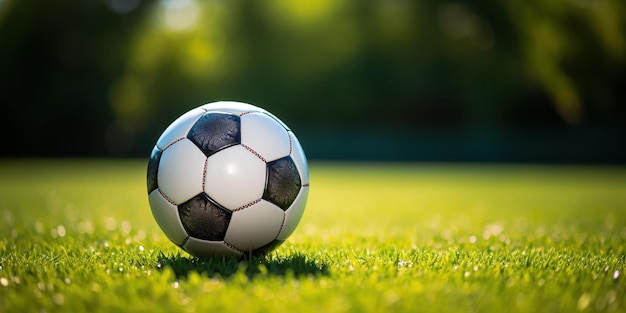 Free photo a lone ball on the grass waiting for players