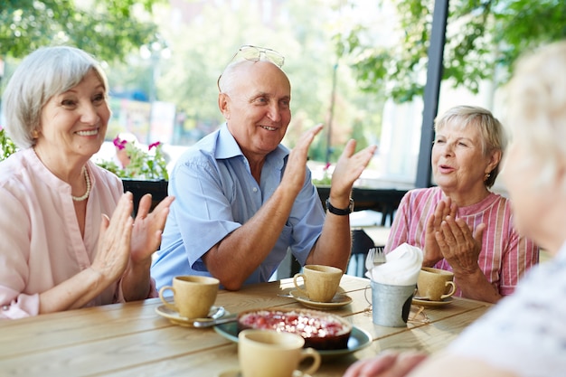 Long-awaited gathering of elderly people