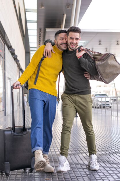 Long distance relationship couple meeting after long time