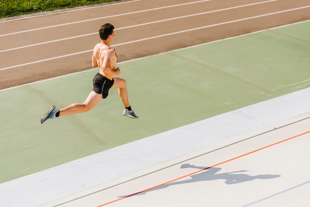 Long shot of jumping athlete