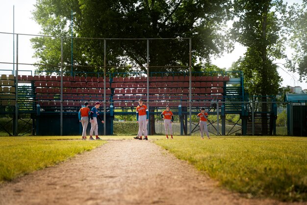 Long shot kickball team on field