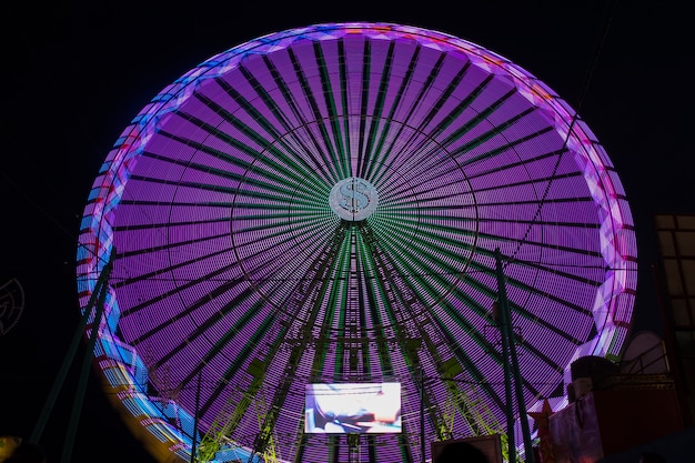 Free Photo long view violet wonder wheel in the night