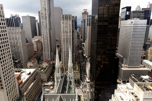 Look from above at the Saint Patrick's Cathedral in New York