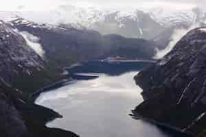 Free photo look from above at the water in the fjord