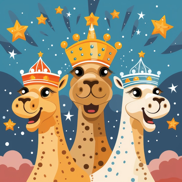 Free photo los reyes magos epiphany cartoon illustration