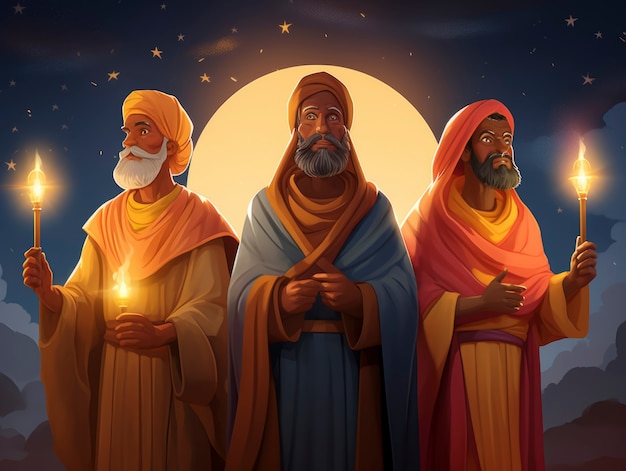 Los reyes magos epiphany cartoon illustration