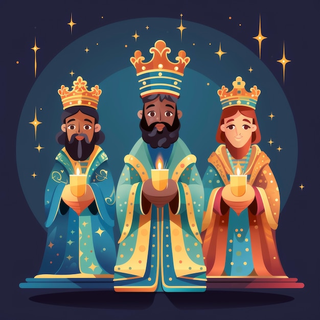 Free Photo los reyes magos epiphany cartoon illustration