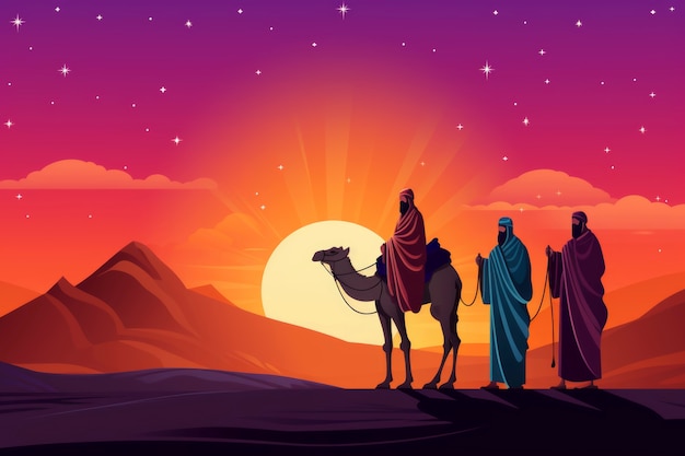 Free photo los reyes magos epiphany cartoon illustration