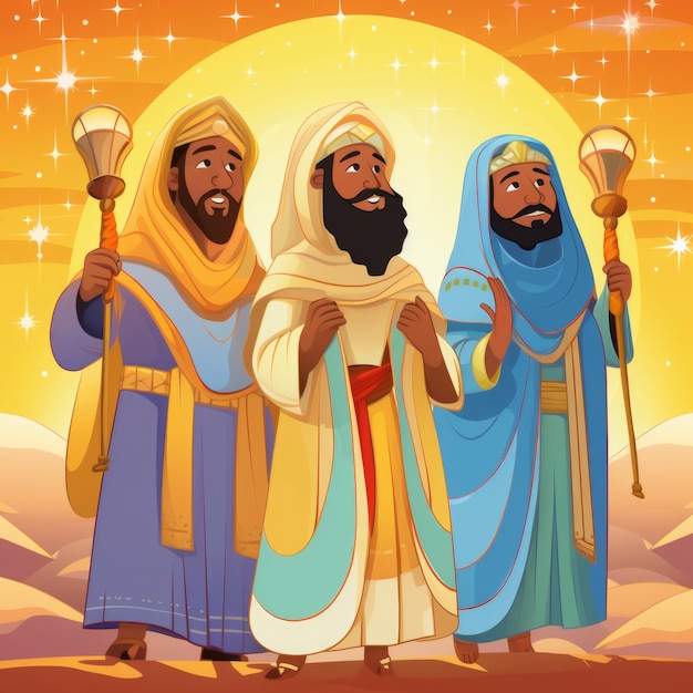 Free Photo los reyes magos epiphany cartoon illustration