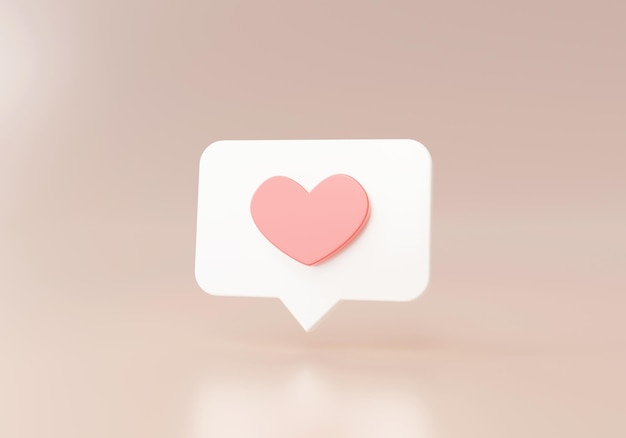 Free photo love button notification alert on chat speech bubble notice reminder 3d cartoon illustration