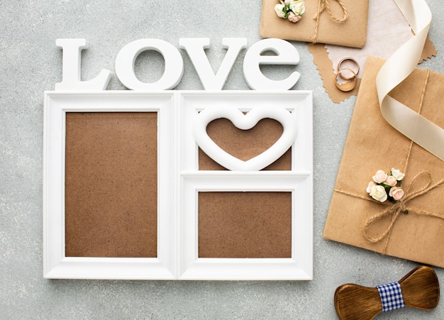 Love frame copy space wedding beauty concept